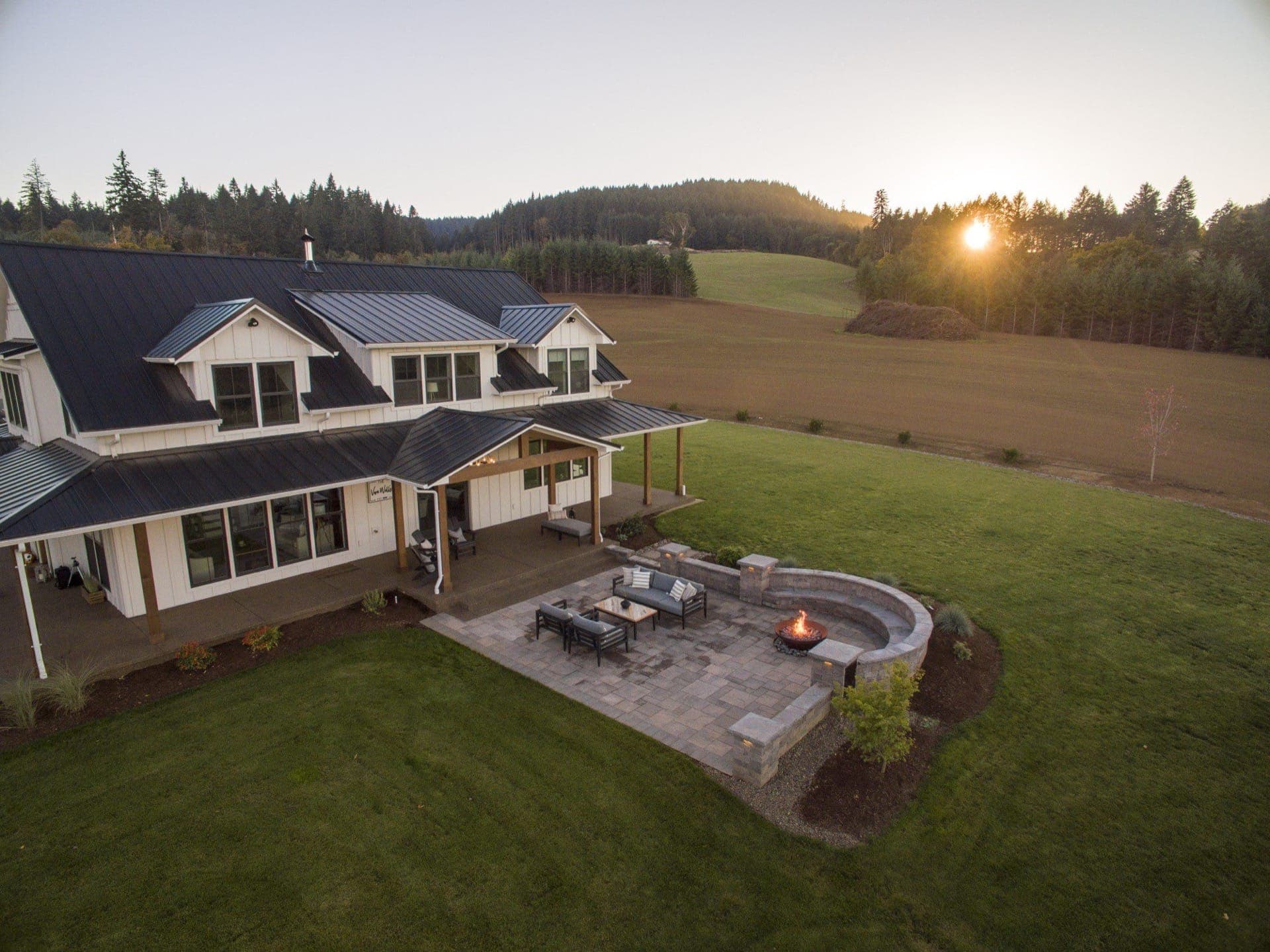 Paver Patio & Fire Pit — Aerial View